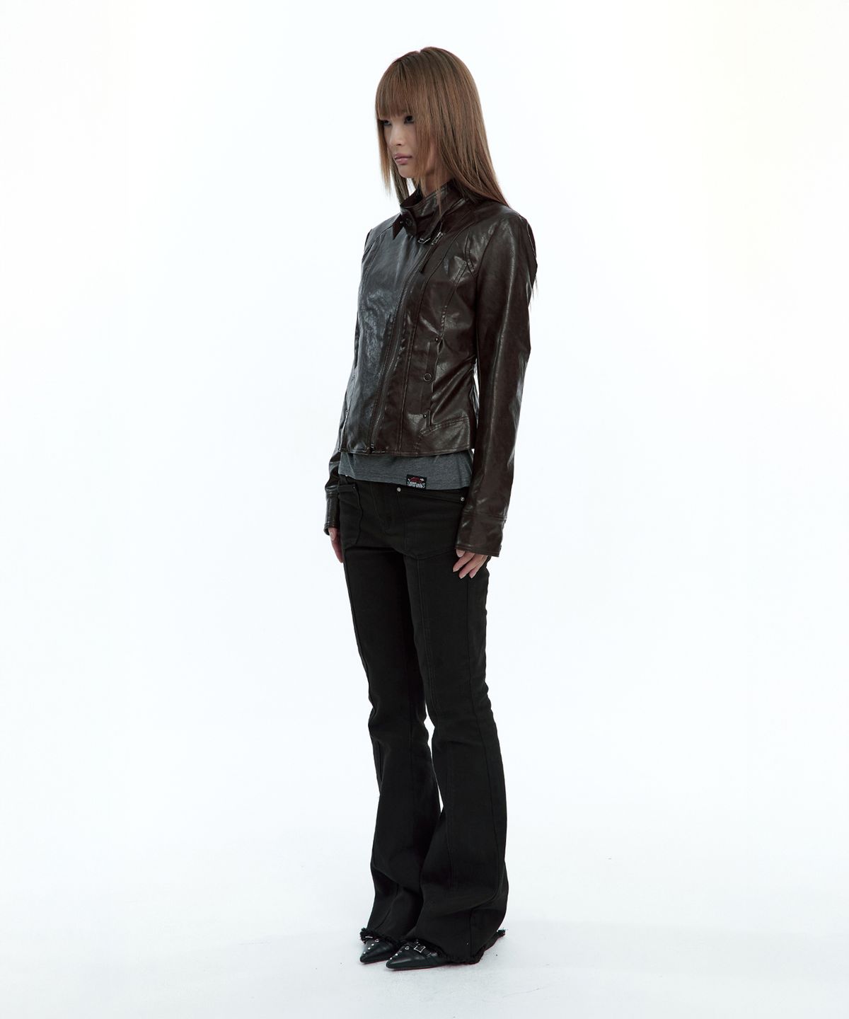 러프넥(ROUGHNECK) Western Studed BootCut Pants Black