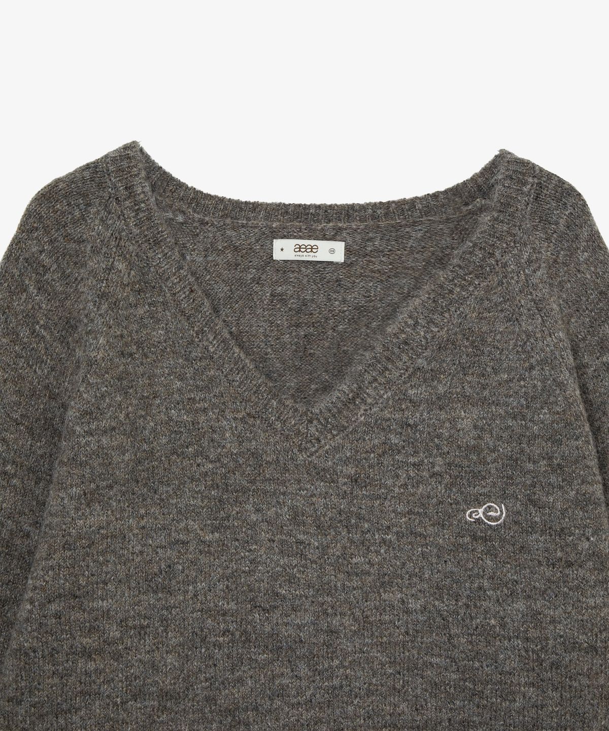 에이이에이이(AEAE) SYMBOL V NECK KNIT [MELANGE BROWN]