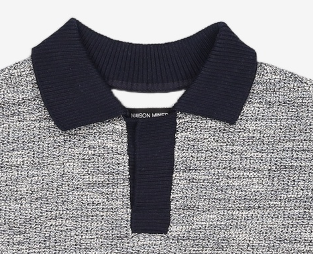 메종미네드(MAISON MINED) MIXED BOUCLE COLLAR KNIT LONG SLEEVE BLUE S