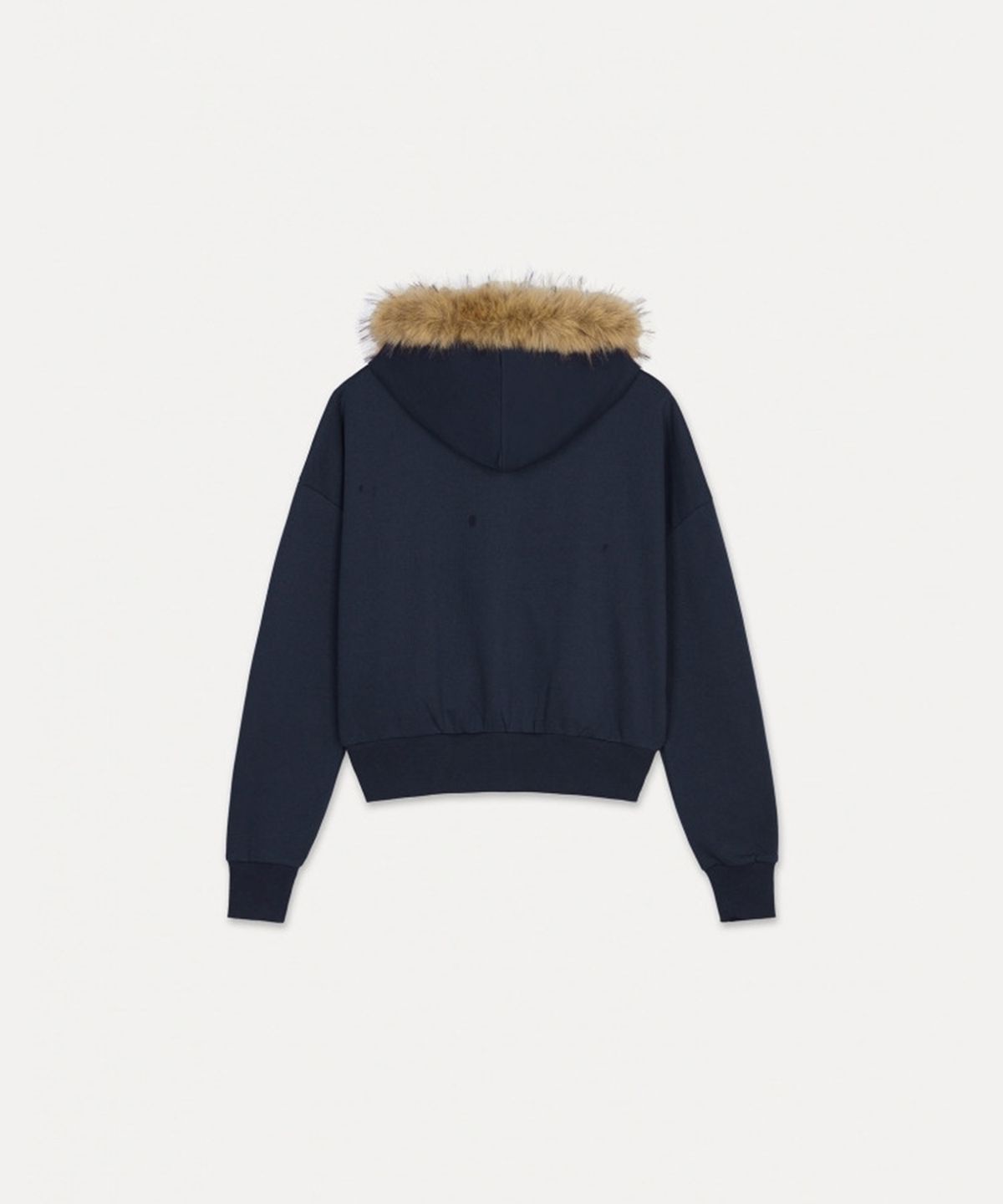 섭듀드(SUBDUED) Hooded Sweatshirt with Faux Fur (BLUE)