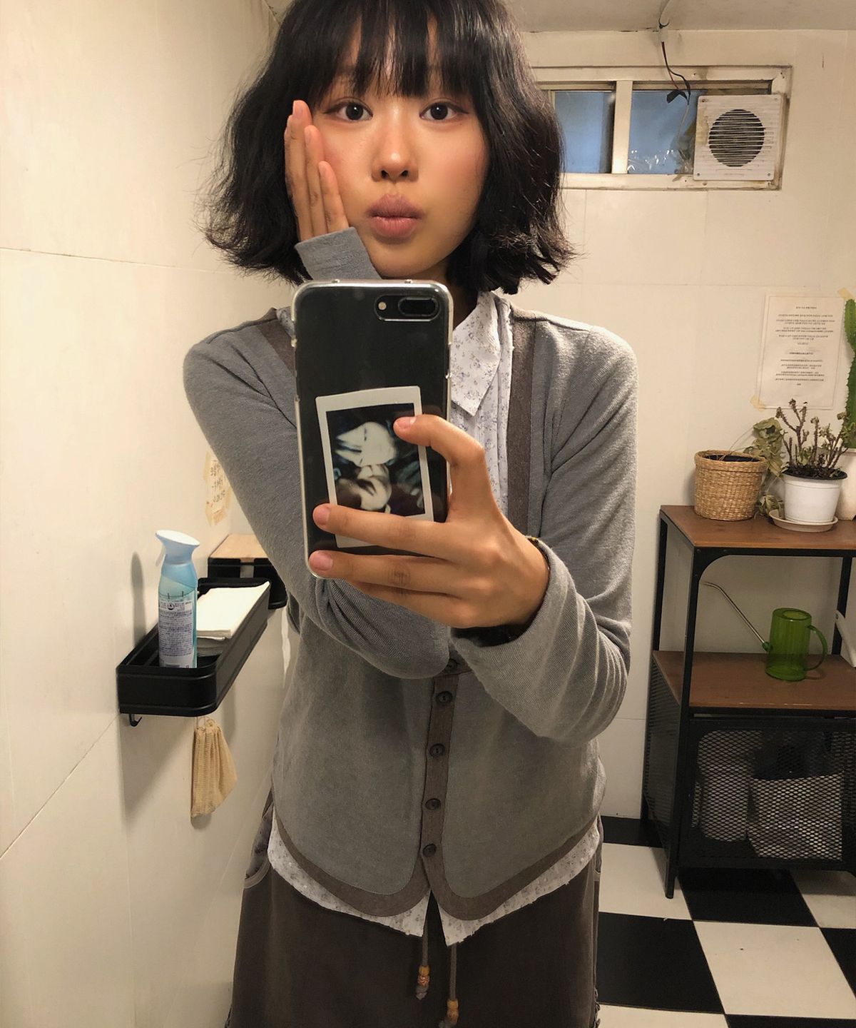 에이이에이이(AEAE) SHIRTS LAYERED CARDIGAN [GREY]
