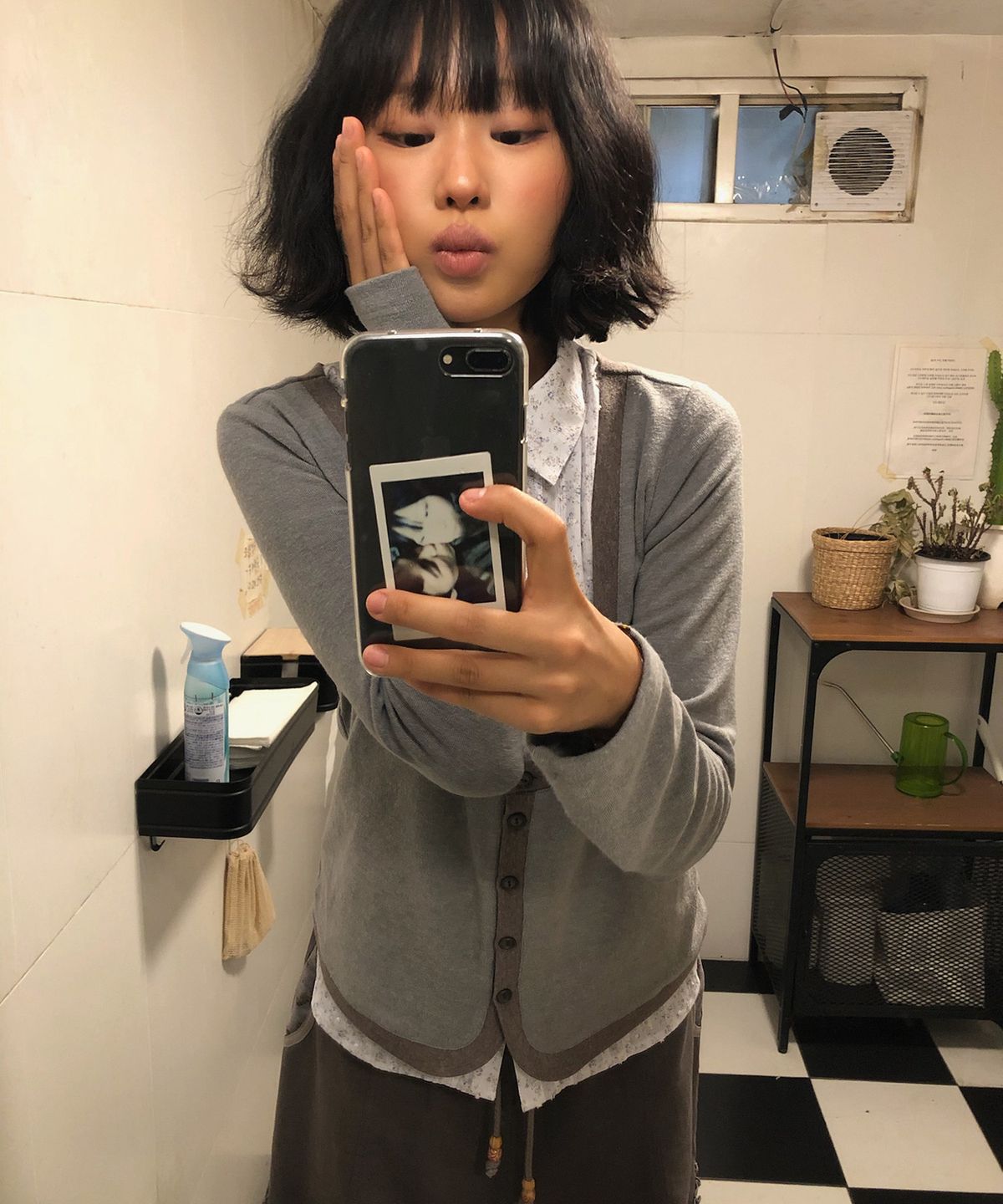에이이에이이(AEAE) SHIRTS LAYERED CARDIGAN [GREY]