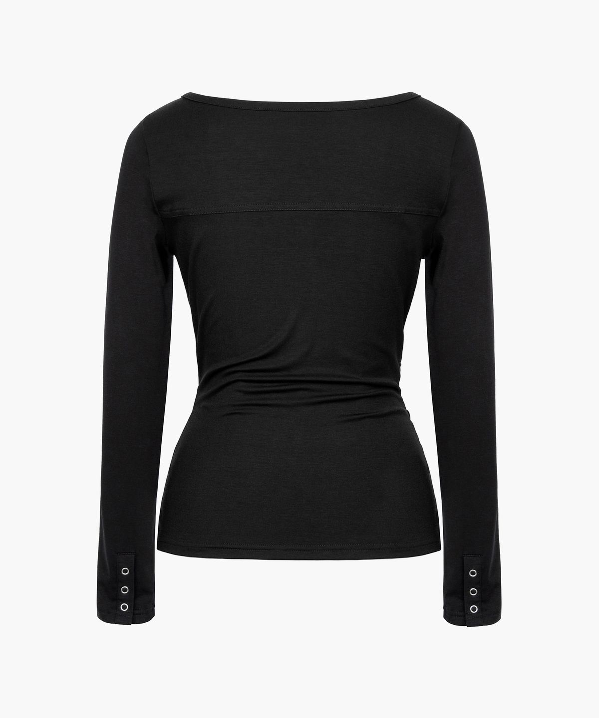 러프넥(ROUGHNECK) Shirring Henlyneck Long Sleeve Black