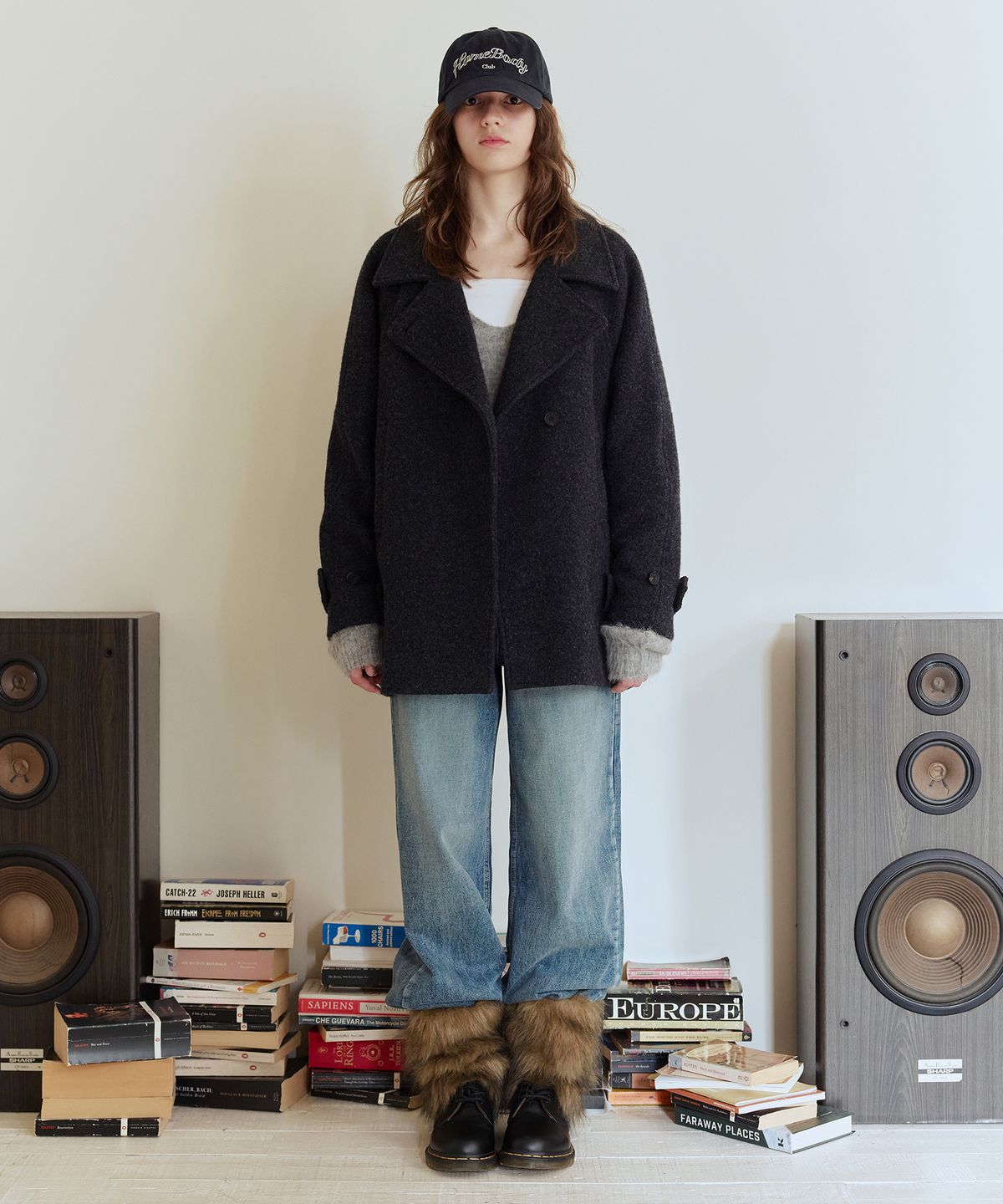 애프터아워즈(AFTERHOURS) WOOL BELTED HALF COAT (CHARCOAL)