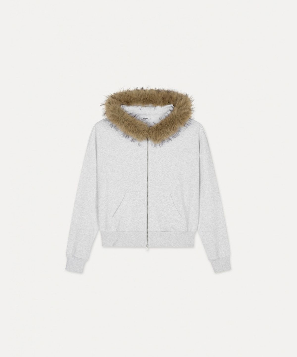 섭듀드(SUBDUED) Hooded Sweatshirt with Faux Fur (PEARL GREY MELANGE)
