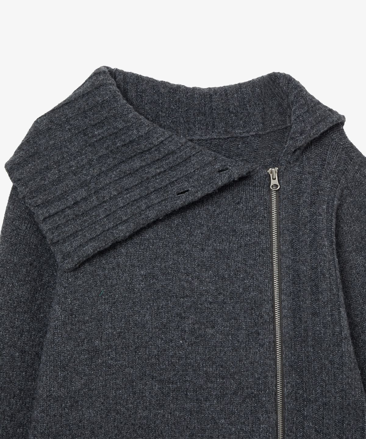 에이이에이이(AEAE) HIGH NECK KNIT ZIP UP [CHARCOAL]
