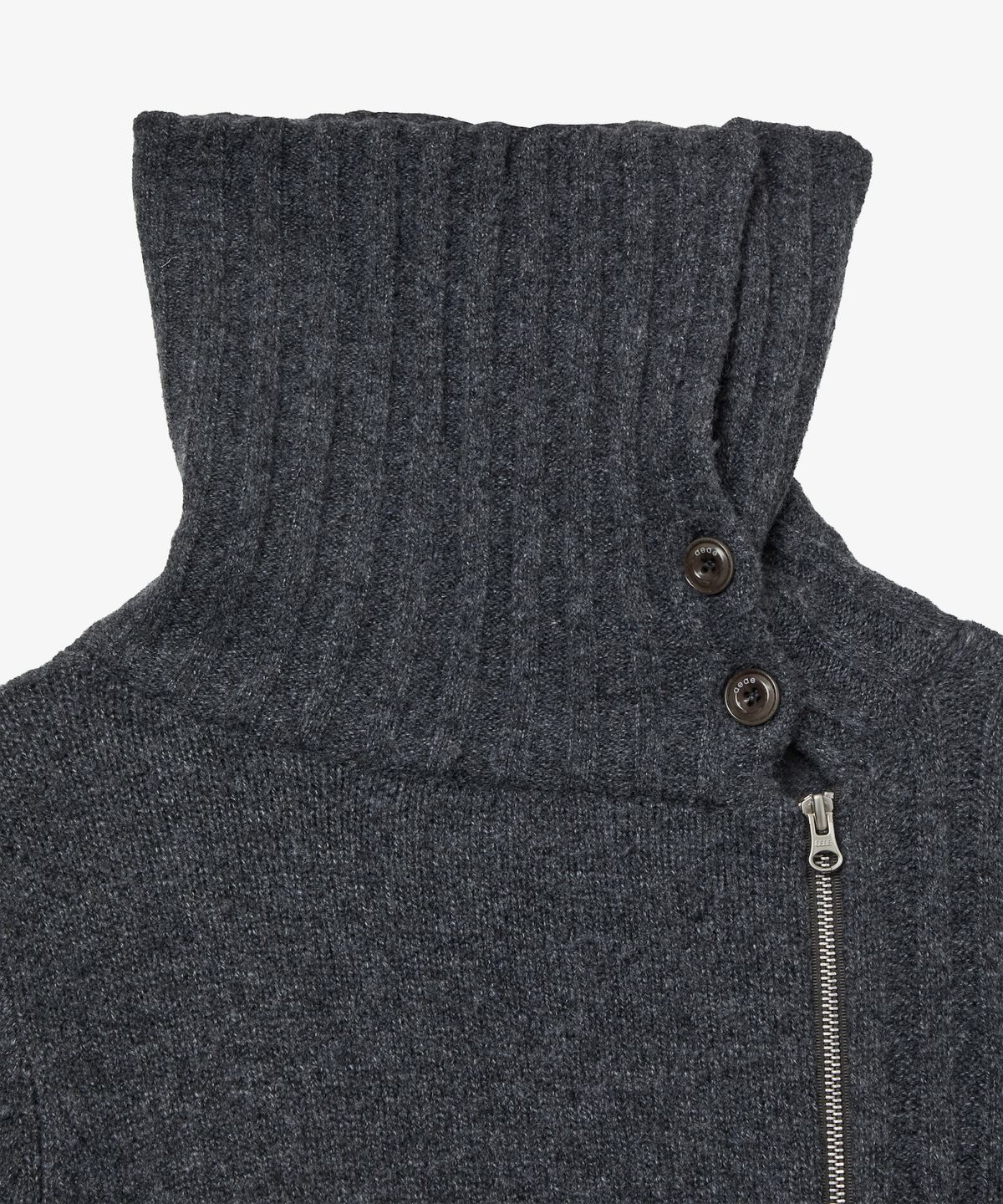 에이이에이이(AEAE) HIGH NECK KNIT ZIP UP [CHARCOAL]