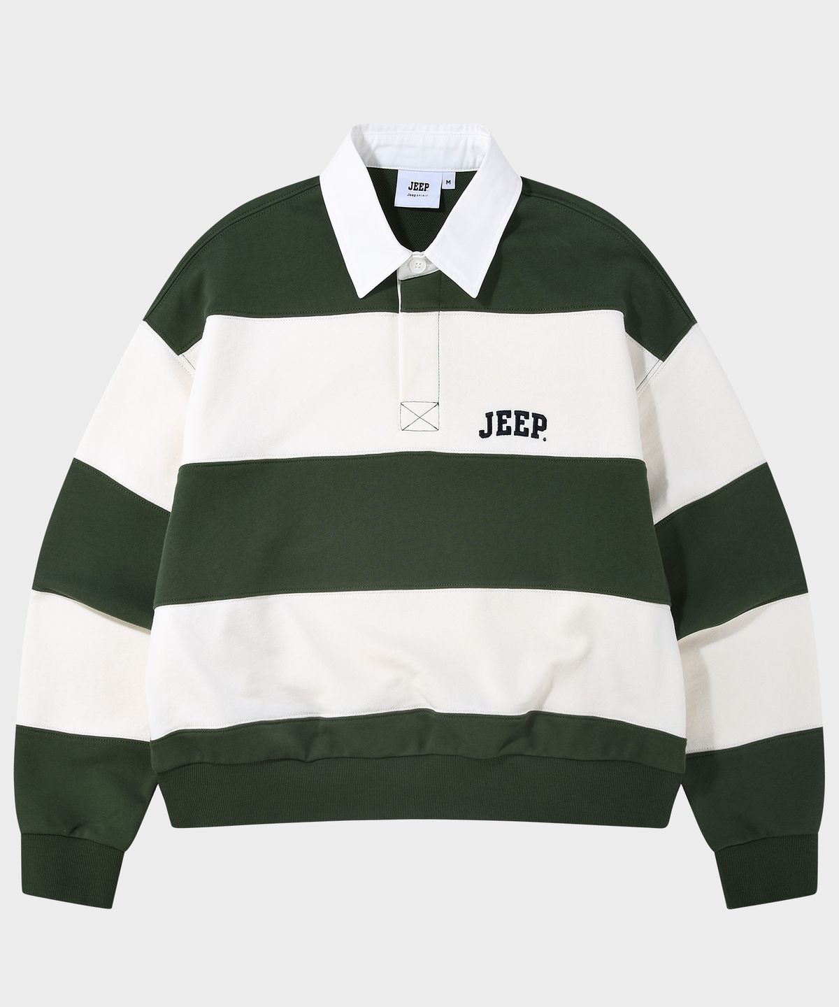 지프(JEEP) WOMEN 레트로 1941 스트라이프 카라 맨투맨 (JR5TSF825GN)
