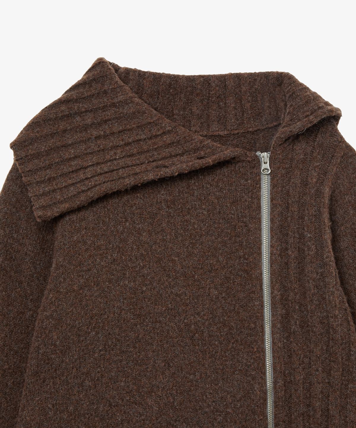 에이이에이이(AEAE) HIGH NECK KNIT ZIP UP [BROWN]