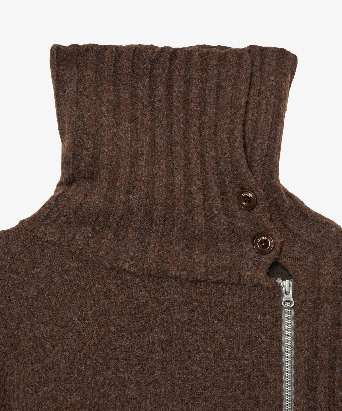 에이이에이이(AEAE) HIGH NECK KNIT ZIP UP [BROWN]