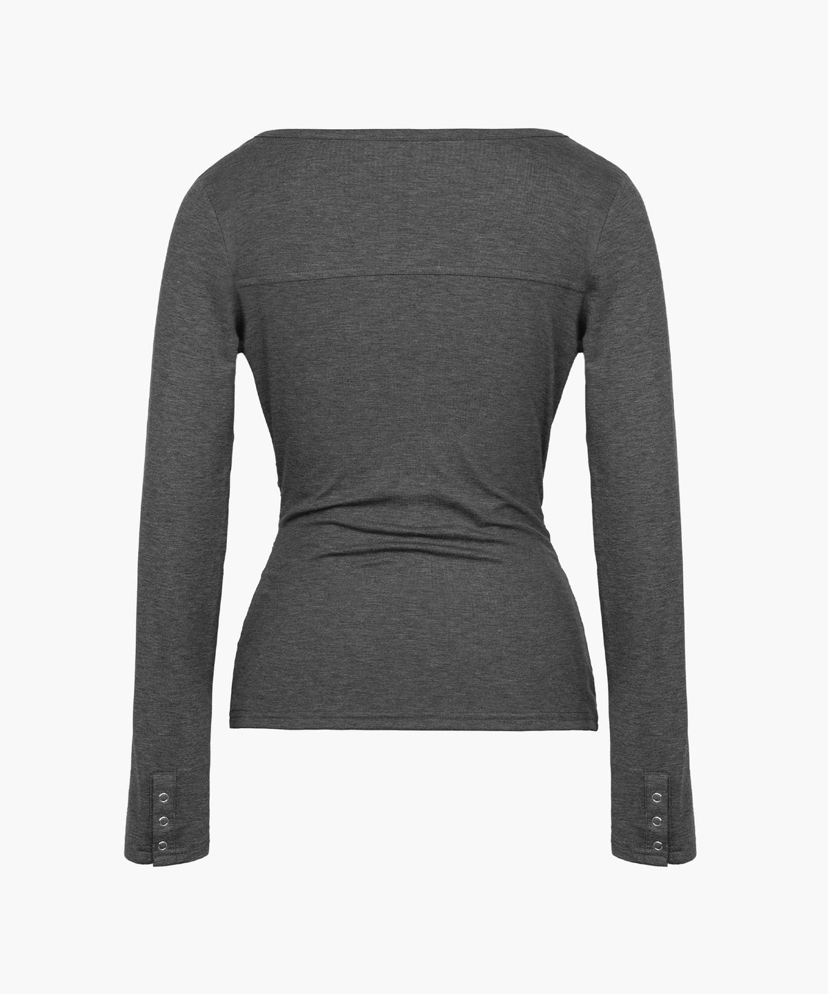 러프넥(ROUGHNECK) Shirring Henlyneck Long Sleeve Charcoal