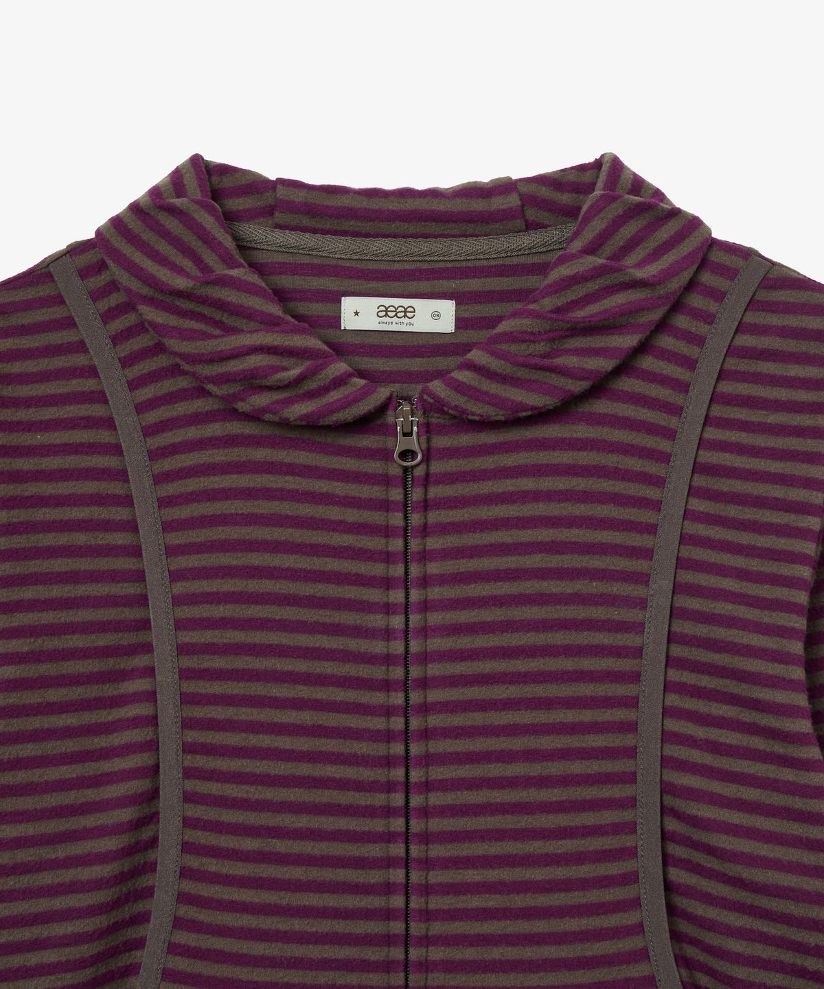 에이이에이이(AEAE) SHAWL COLLAR STRIPE ZIP UP [PURPLE]