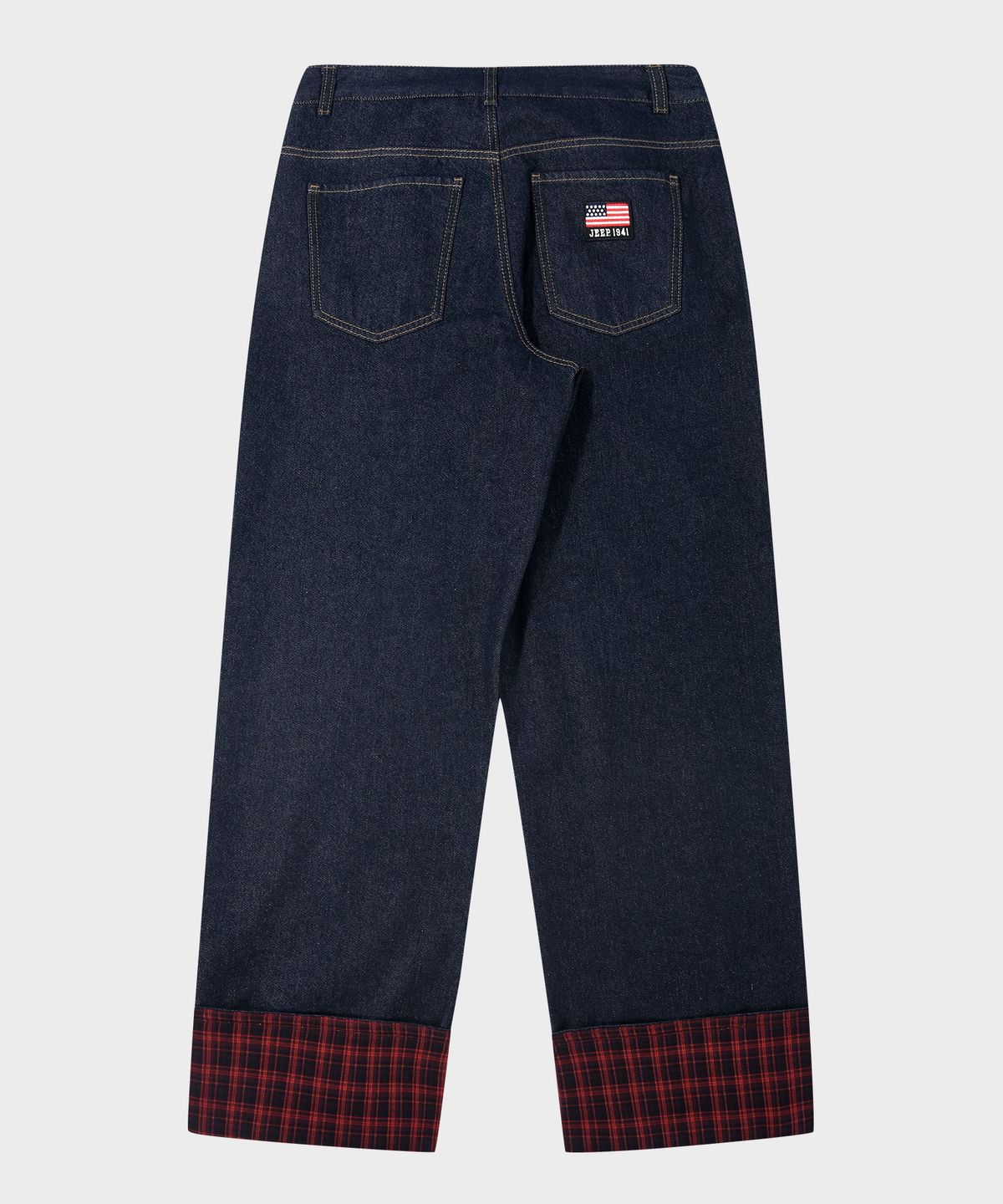 지프(JEEP) USA 1941 체크 롤업 와이드 데님팬츠 (JR5DPU503ID)