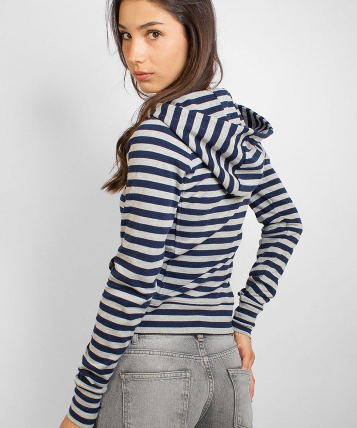 섭듀드(SUBDUED) Zip Sweatshirt, High Neck with Hood (BLUE GREY)