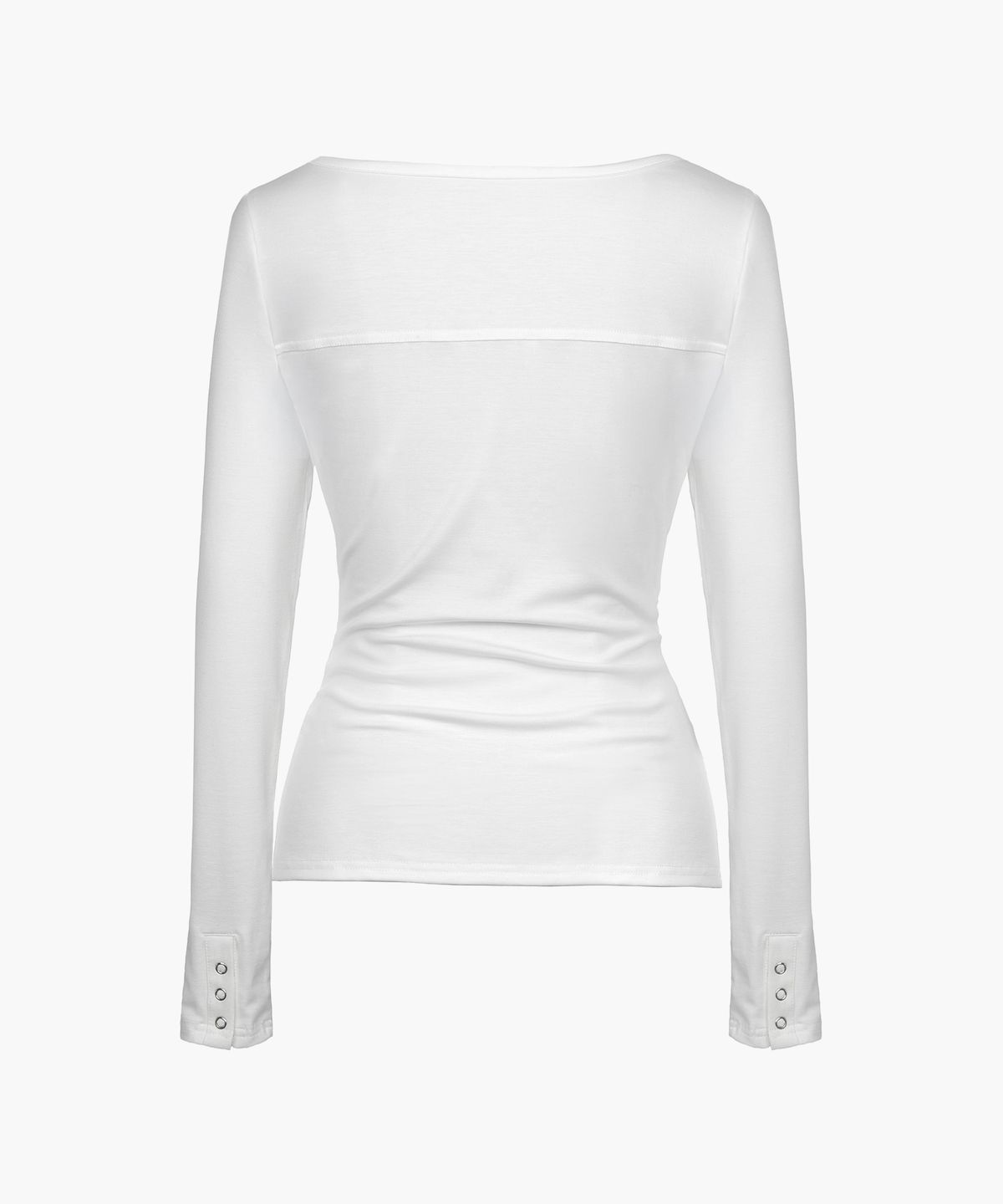 러프넥(ROUGHNECK) Shirring Henlyneck Long Sleeve White