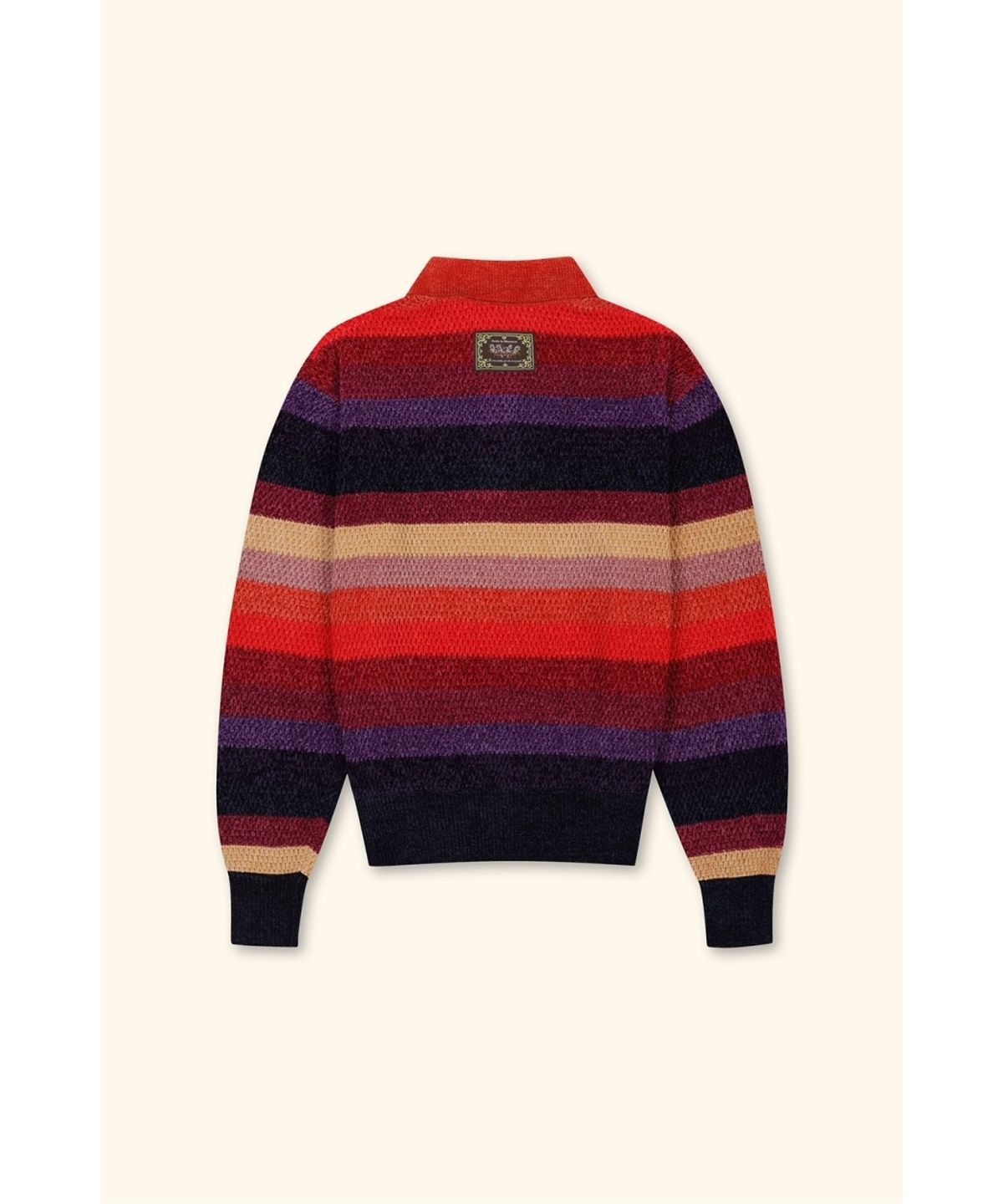 드롤드무슈(DROLE DE MONSIEUR) Chenille Striped Long Sleeve Polo Horse Patch D0WPW26109OTX