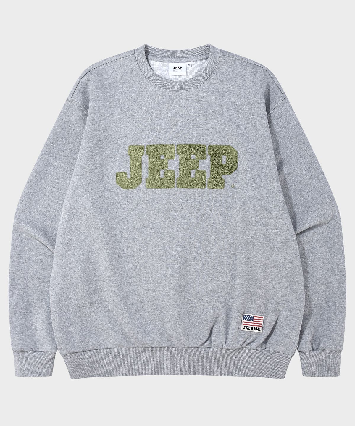 지프(JEEP) 빈티지 부클 빅로고 맨투맨 (JR5TSU828MG)