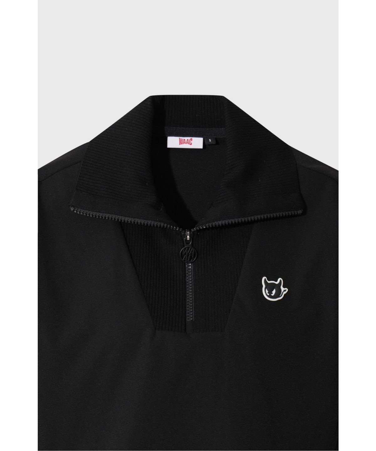 왁(WAAC) Women Knit Collar Woven Quarter-zip Pullover WWTBA26604BKX