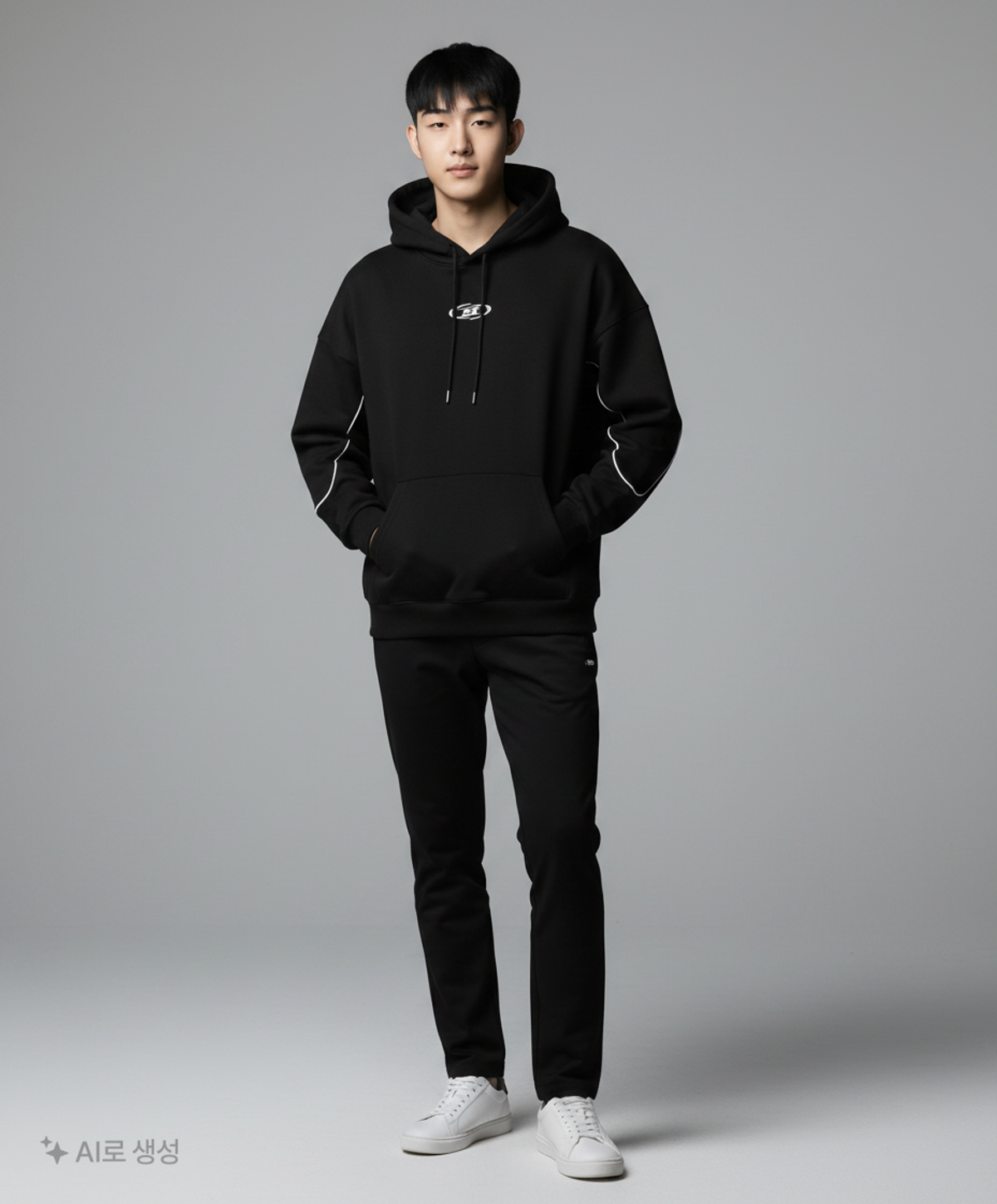 본투윈(BORN TO WIN) BIG CHROME REFLECTIVE LINE HOODIE [BLACK] 2