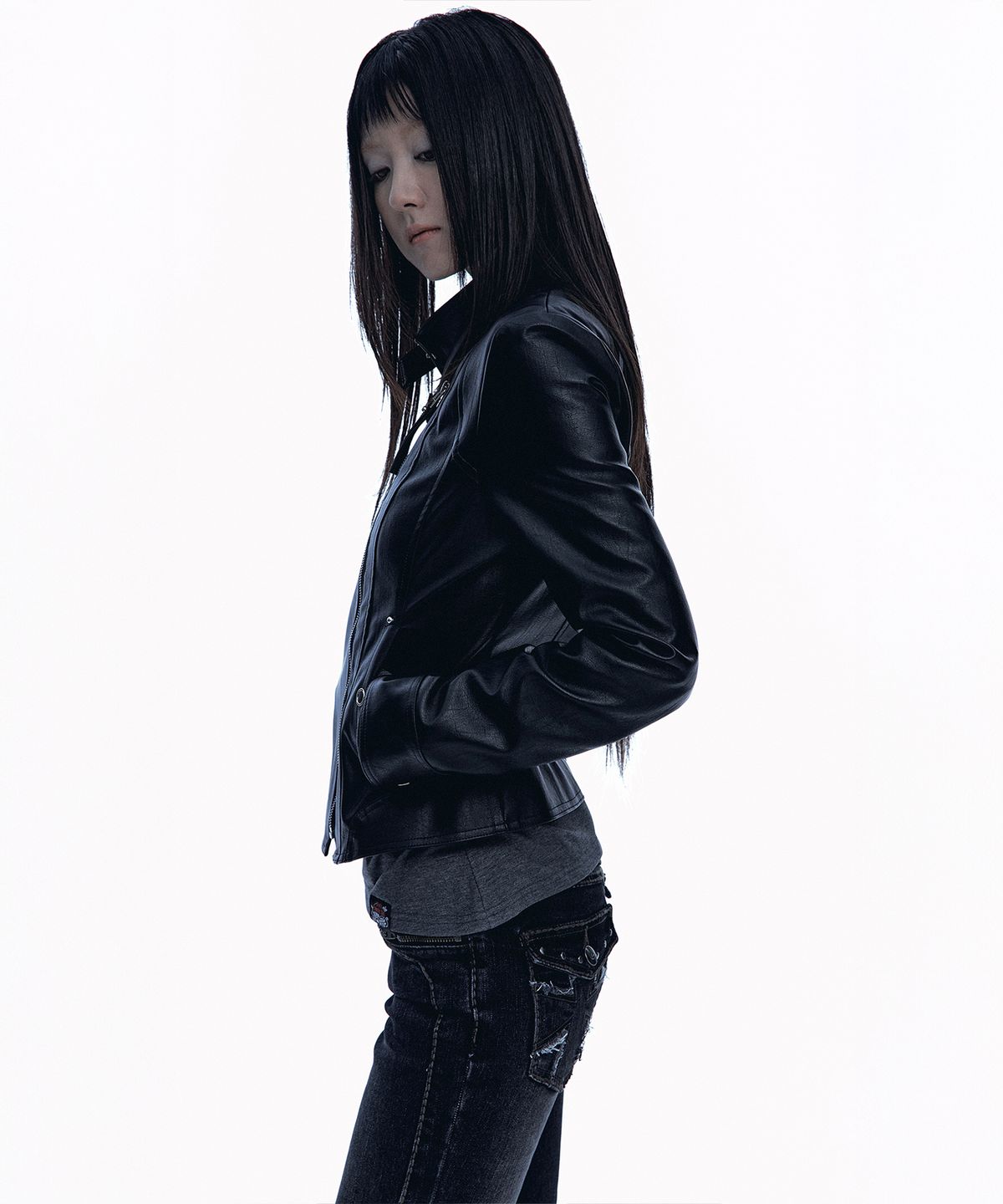 러프넥(ROUGHNECK) Slim Line Leather Jacket Black