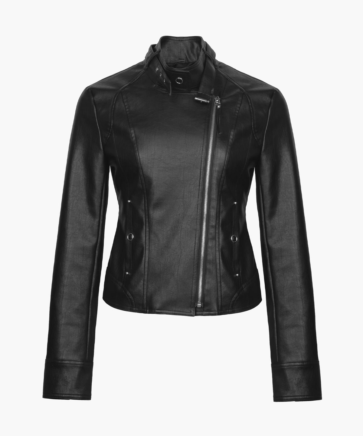 러프넥(ROUGHNECK) Slim Line Leather Jacket Black