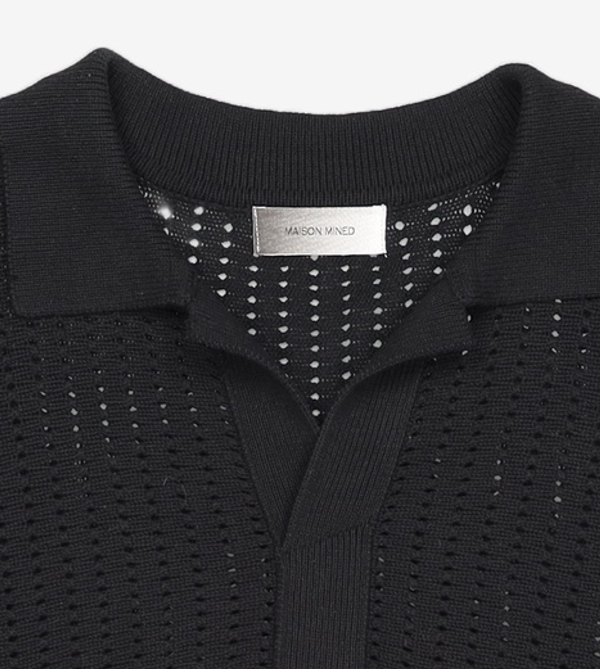 메종미네드(MAISON MINED) SAINT BLACK KNIT HALF SHIRTS M