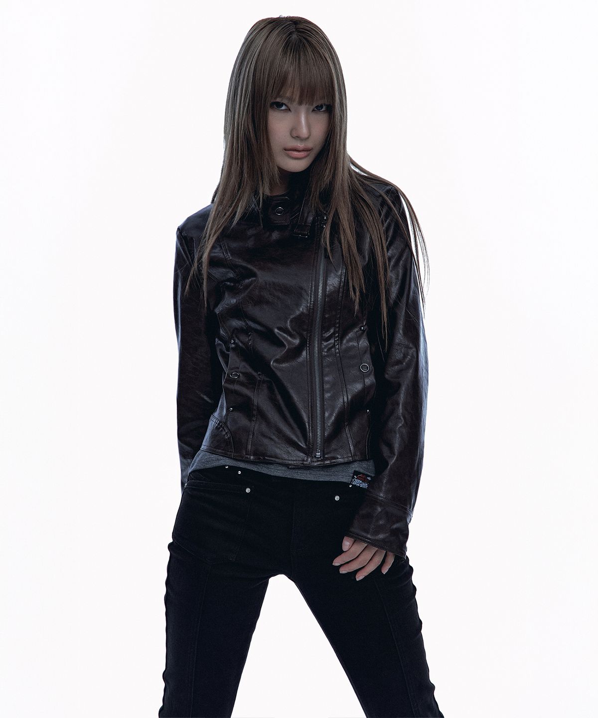 러프넥(ROUGHNECK) Slim Line Leather Jacket Brown