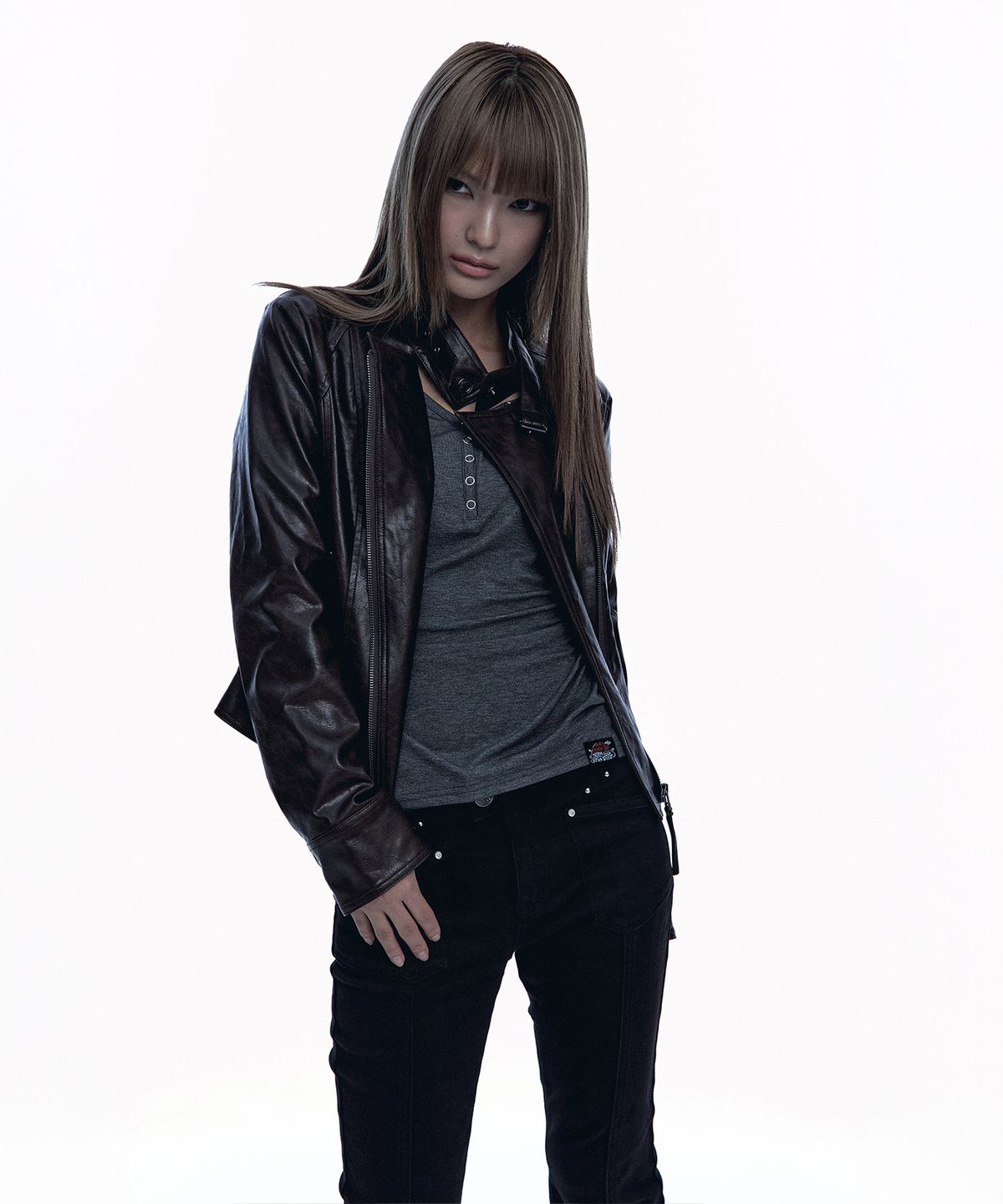 러프넥(ROUGHNECK) Slim Line Leather Jacket Brown