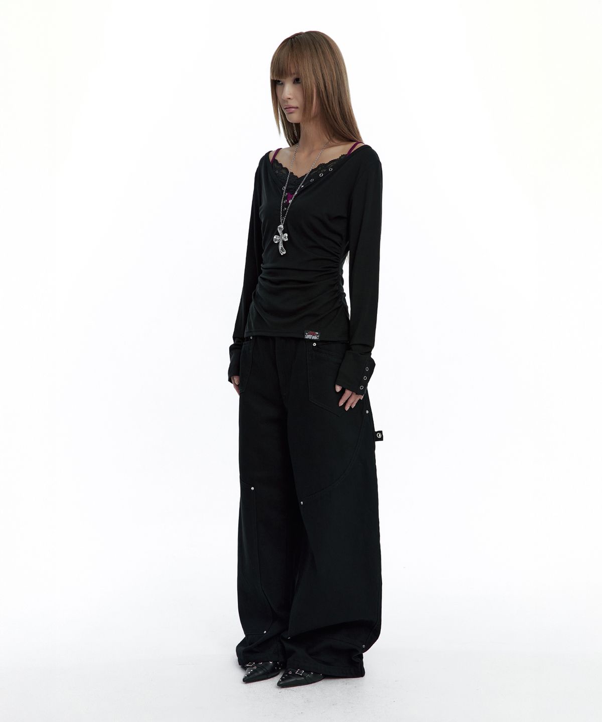 러프넥(ROUGHNECK) Curved Work Pants Black