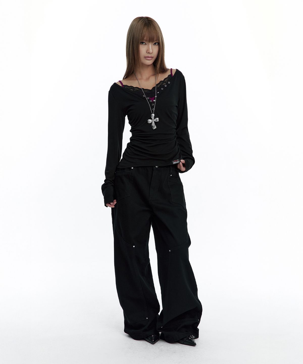 러프넥(ROUGHNECK) Curved Work Pants Black