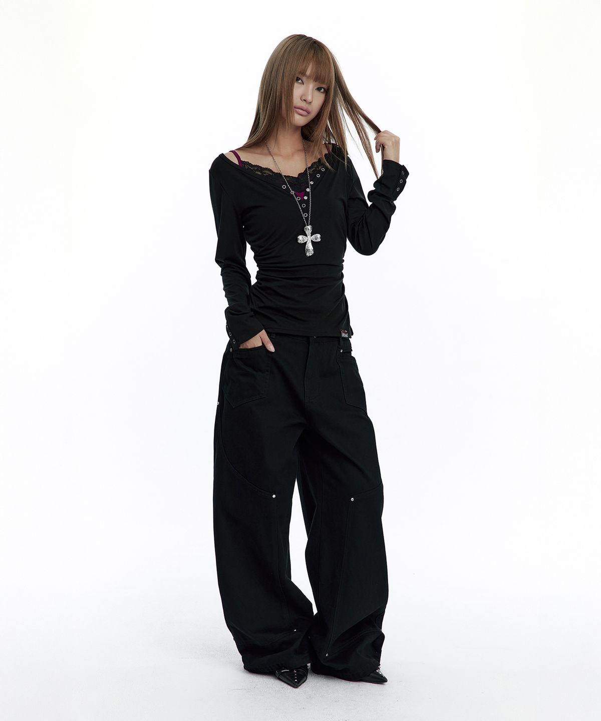 러프넥(ROUGHNECK) Curved Work Pants Black