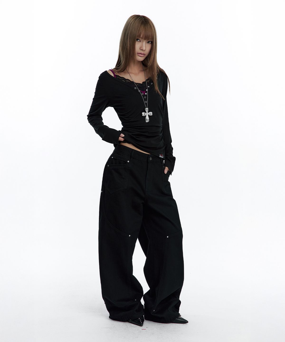 러프넥(ROUGHNECK) Curved Work Pants Black