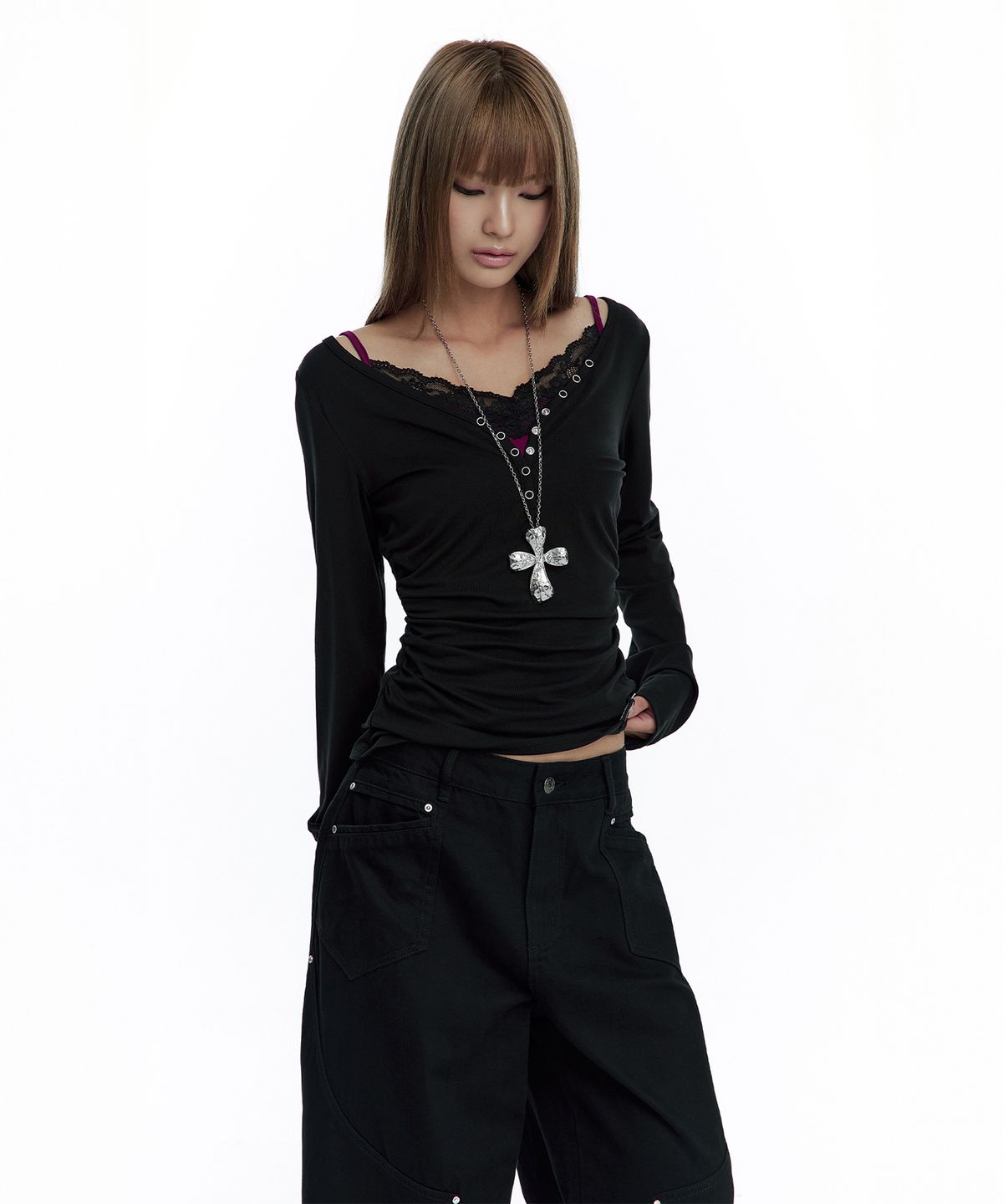 러프넥(ROUGHNECK) Curved Work Pants Black