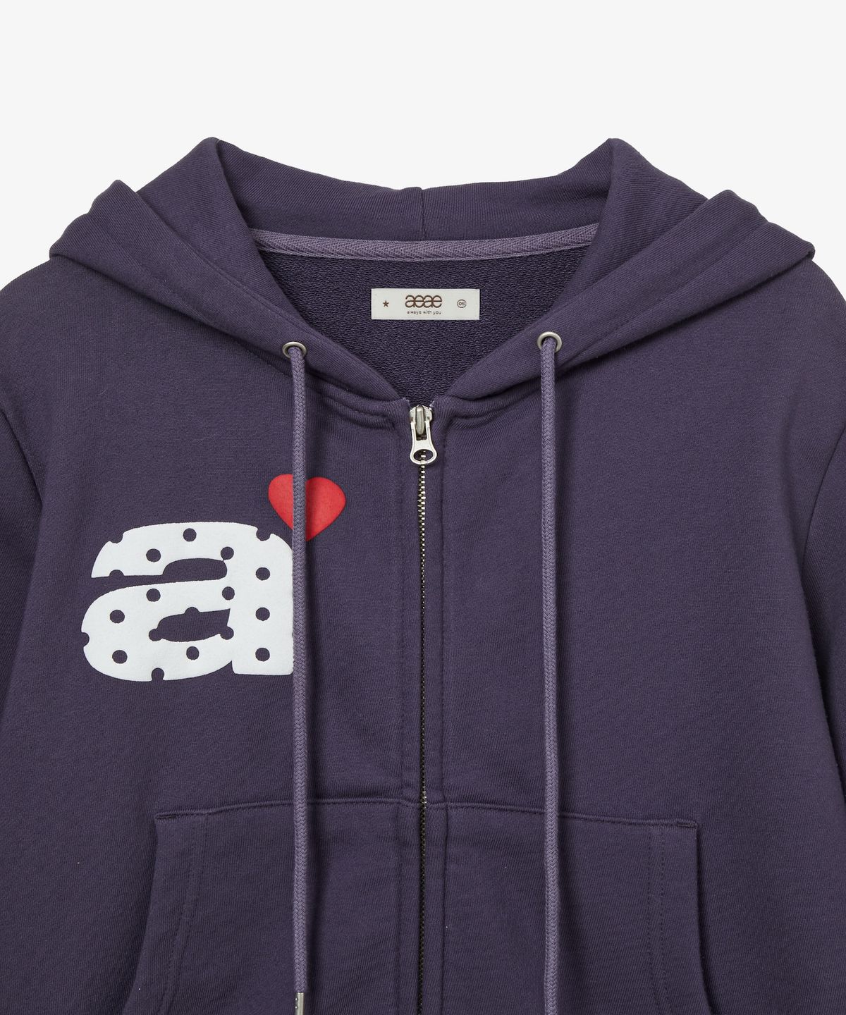 에이이에이이(AEAE) DOT SMALL LETTER CROP HOOD ZIP UP [PURPLE]