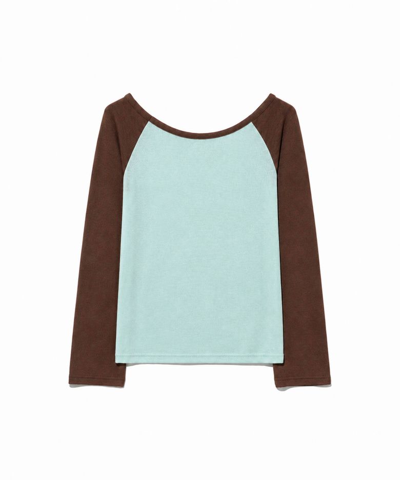 Soft Ribbed Boatneck Raglan Top (Chocolate mint)