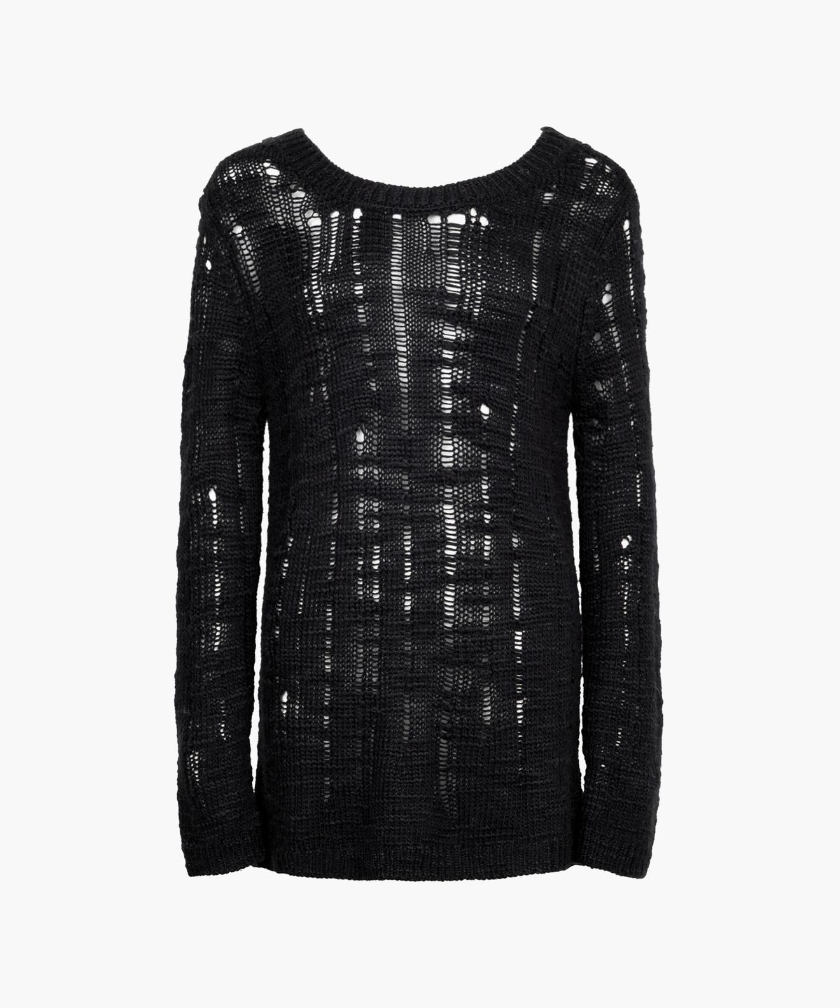 러프넥(ROUGHNECK) Damaged Graphic Knit Black