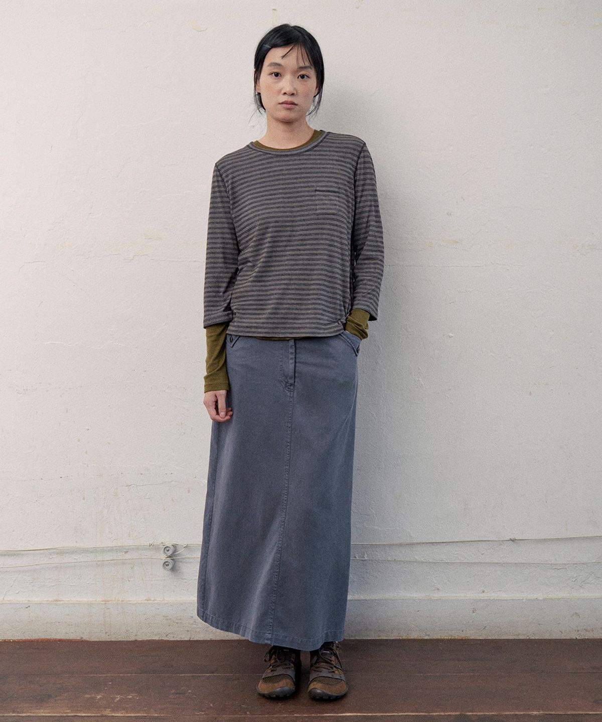 모노크롬(MONOCHROME) cove 3/4 sleeve t-shirt (stripe)