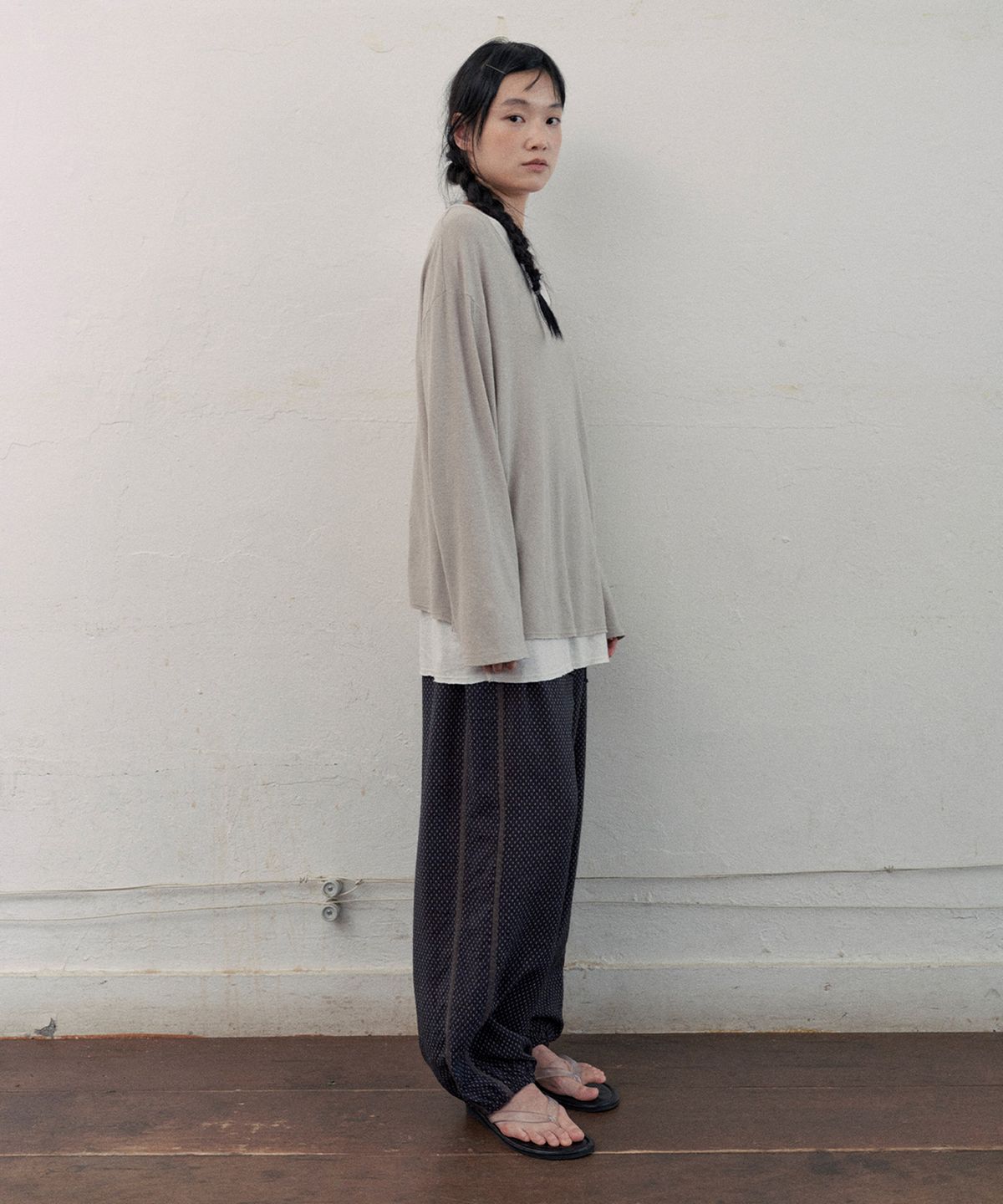 모노크롬(MONOCHROME) aube layered t-shirt (2color)
