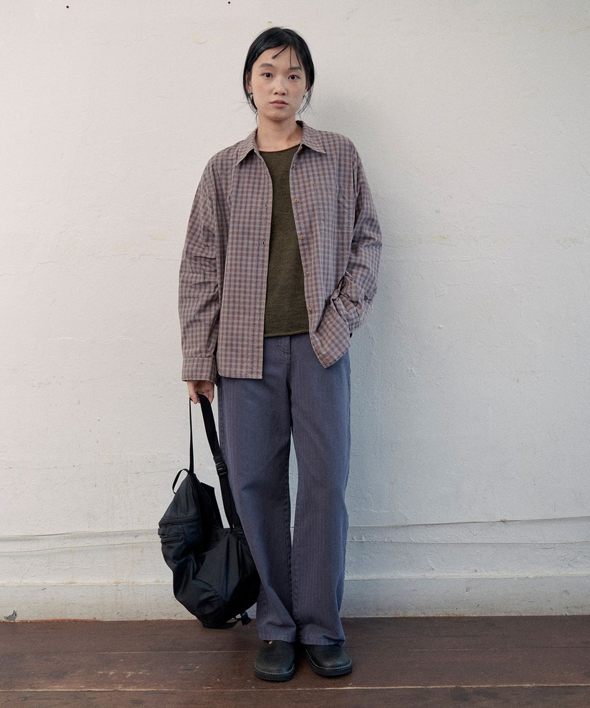 모노크롬(MONOCHROME) lupe check shirt (blue)
