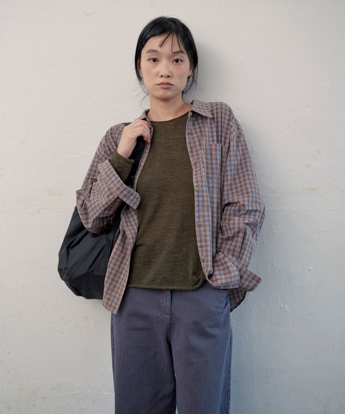 모노크롬(MONOCHROME) lupe check shirt (blue)