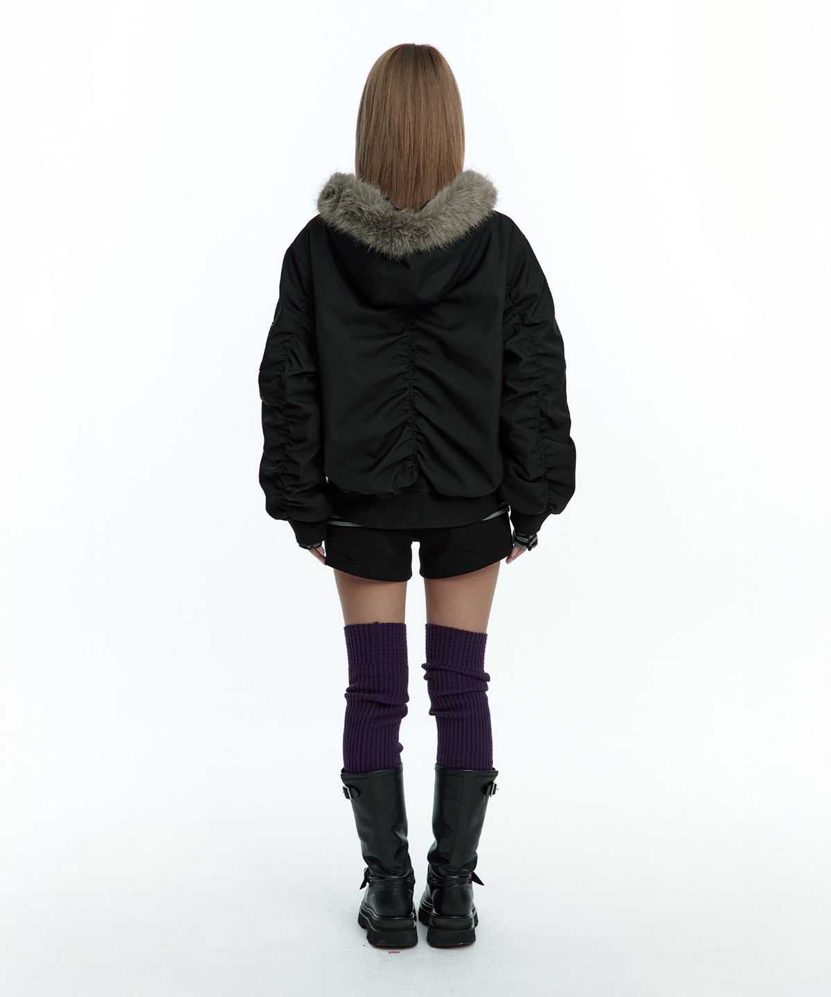 러프넥(ROUGHNECK) MA-1 Snap Jacket Black