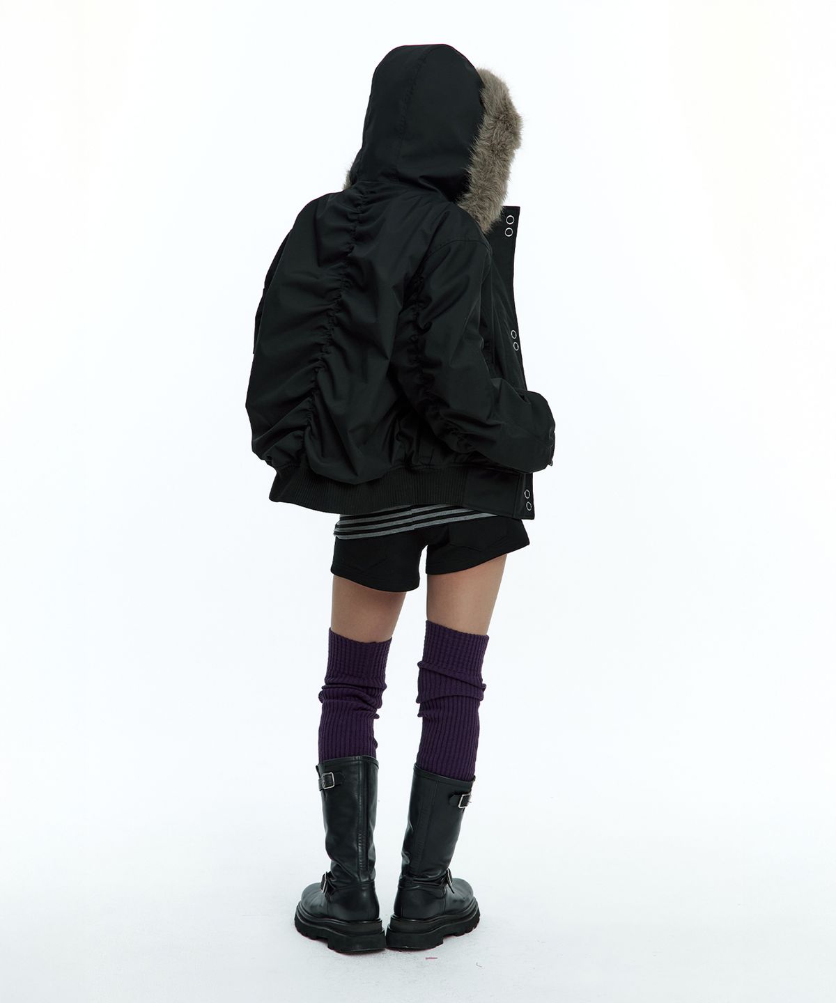 러프넥(ROUGHNECK) MA-1 Snap Jacket Black