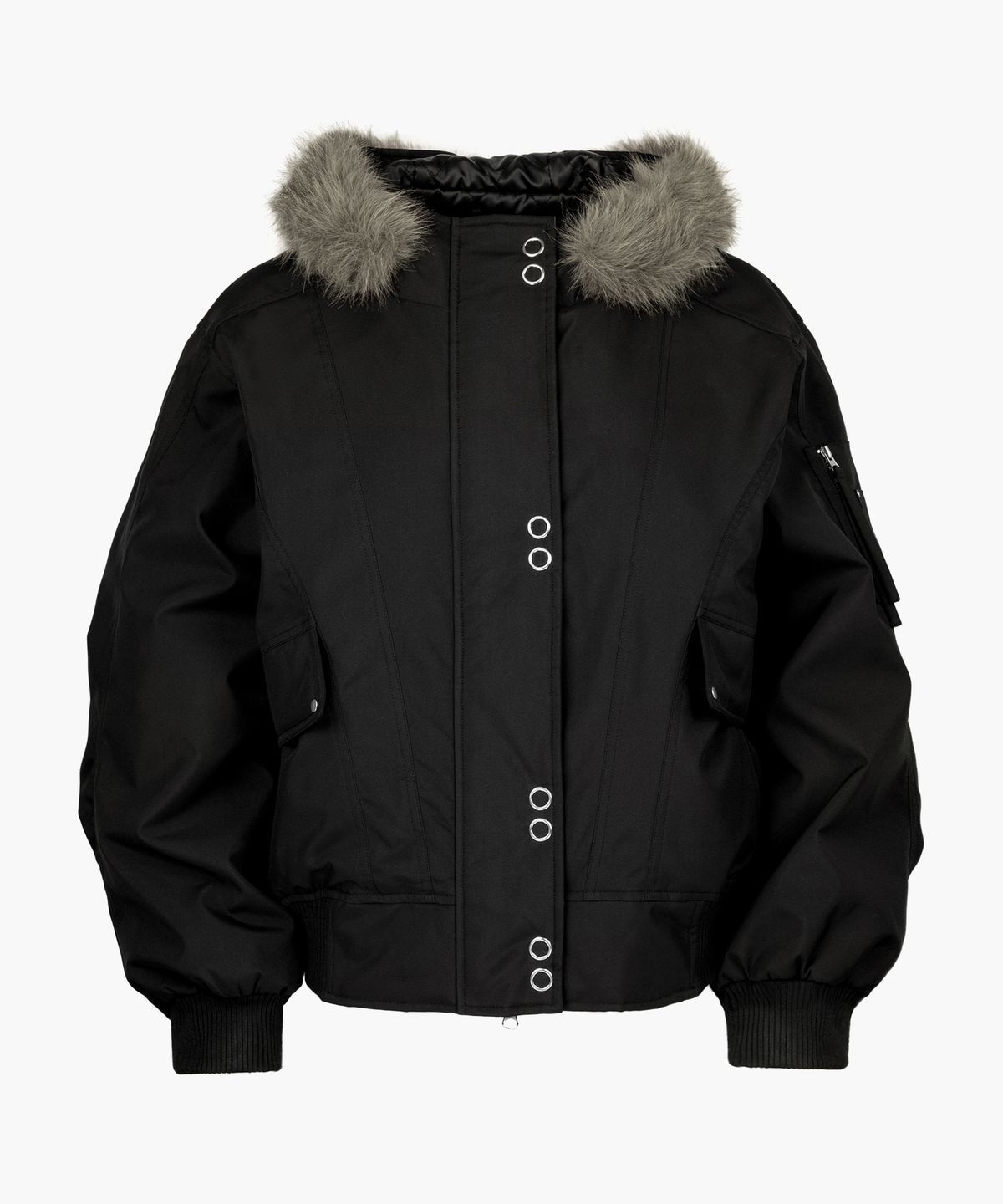 러프넥(ROUGHNECK) MA-1 Snap Jacket Black