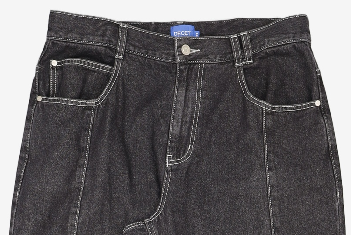 데케트(DECET) Center Incision Wide Jeans DCPT028Black 32