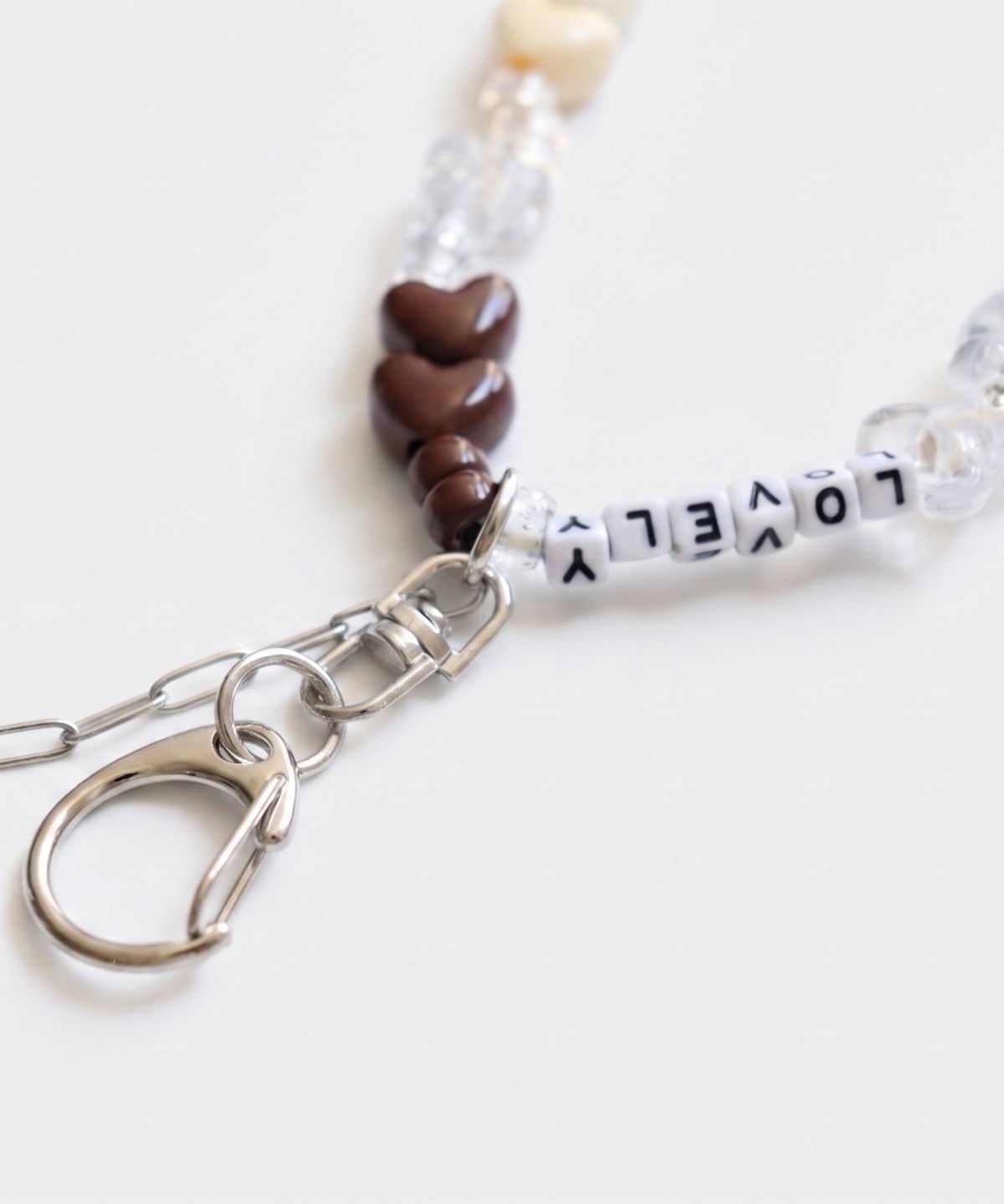 봉보(BONBEAU) Heart, Star initial custom key ring 아크릴 하트 별 비즈 스트랩 이니셜 키링