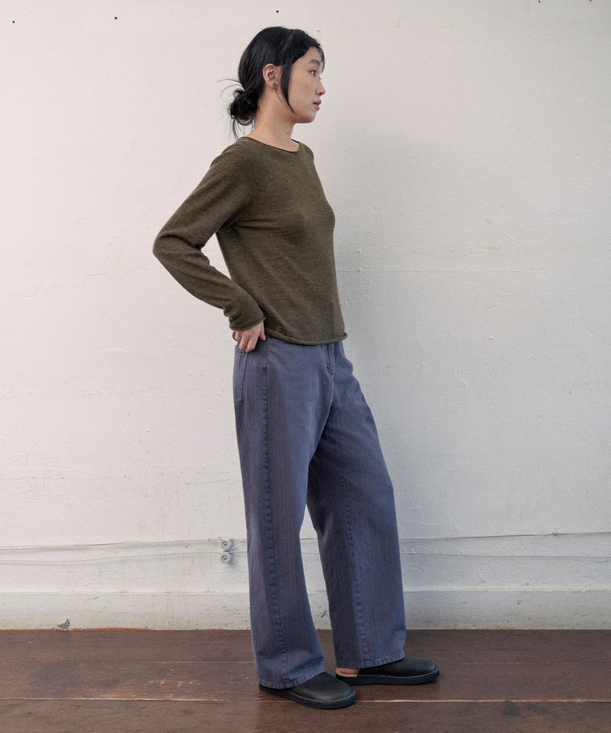 모노크롬(MONOCHROME) kaisel curved dyeing pants (2color)