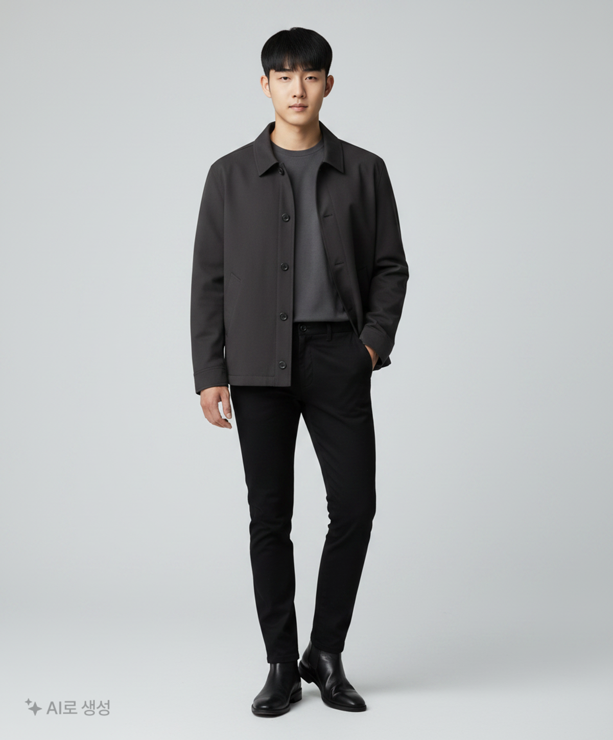 인사일런스(INSILENCE) [BLACK LABEL] 버진 울 박시 블루종 BLACK S