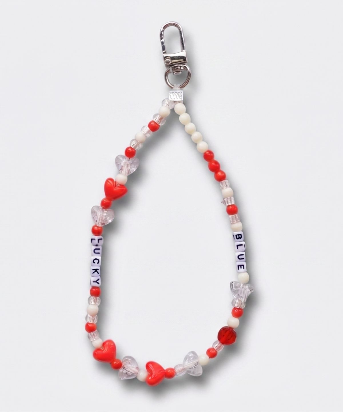 봉보(BONBEAU) Mini initial heart beads key ring 아크릴 컬러 하트 비즈 스트랩 이니셜 키링