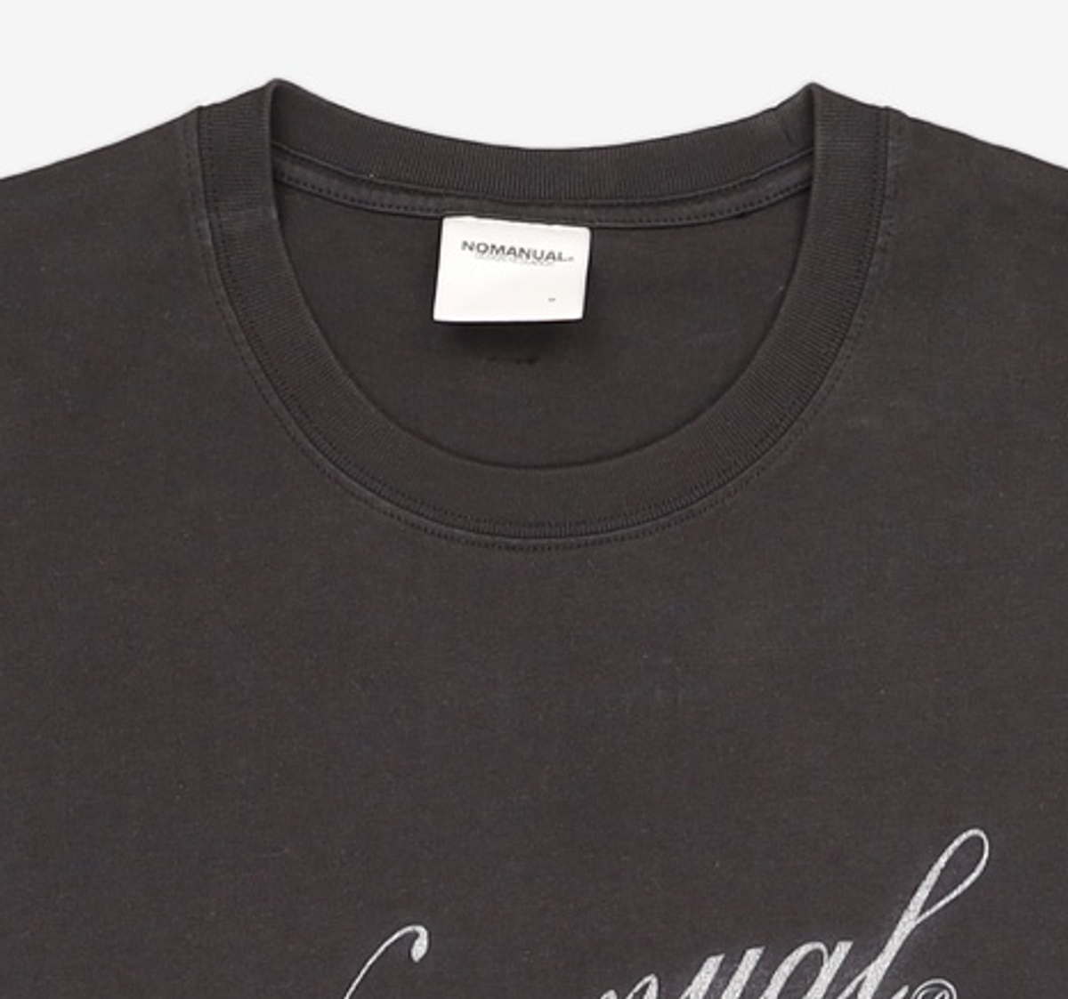 노매뉴얼(NOMANUAL) OVERDYED CURSIVE LOGO T-SHIRT - WASHED NAVY 95