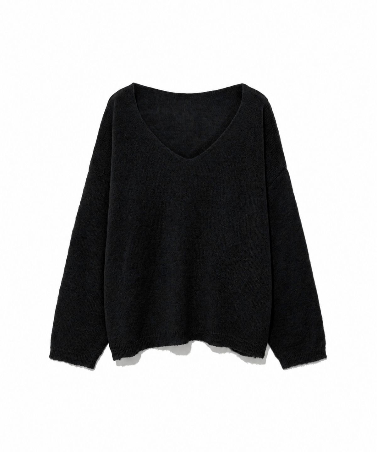 모아(MOAA) Sheer Loose V-Neck Knit (Light gray)